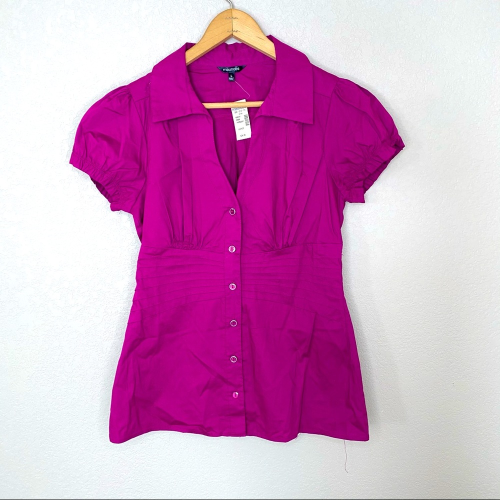 Maurices Pink Pleated Blouse Large